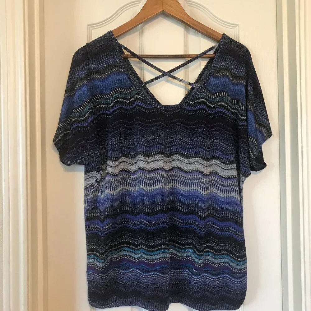Multi-colored Short Sleeve Blouse by AB Studio - Picture 5 of 8